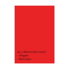 A4 3 Sheet Card 160gsm 100s' (Red)