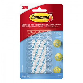 3M 17026 Decorating Clip 20 Clear Clips, 24 Strip