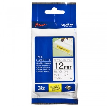 Brother TZe-S231 Black on White (12mm) Strong Adhesive Tapes