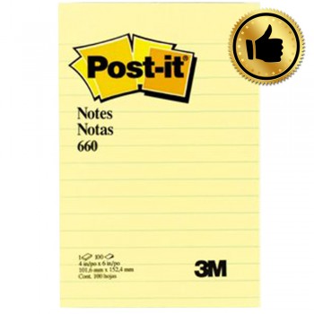 3M-660YL-Post-It YellowLined-Note-4"x 6" (Best)