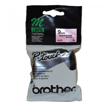 Brother M-E21 Black on Pink 9mm tape