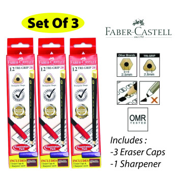 Faber Castell Tri-Grip 2B Pencil (111823) - 3 BOX