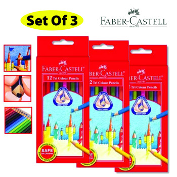 Faber Castell Tri-Grip 12 Long Color Pencils (115833) - 3 BOX