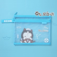 My Emperor Comix Series of A5 Double-layer Mesh Zipper Bag - BLUE