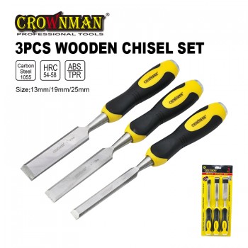 Crownman Firmer Chisel Set with Double Color TPR Handle