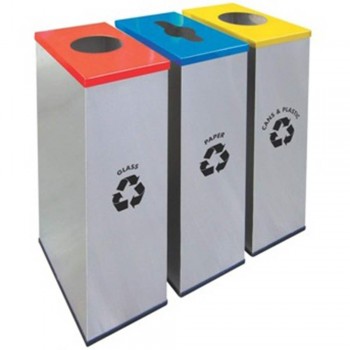 Rectangular Recycle Bins c/w Stainless Steel Body & Mild Steel Cover-RECYCLE-134/SS (Item No: G01-300)