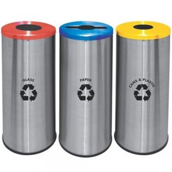 Round Recycle Bins c/w Stainless Steel Body & Mild Steel Cover-RECYCLE-131/SS (Item No: G01-298)