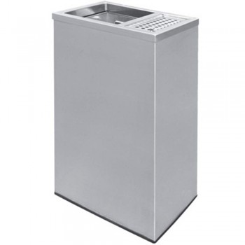 Stainless Steel Rectangular Waste Bin c/w1/3 Ash Tray and 2/3 Open Top-RAS-120/H (Item No.G01-263)