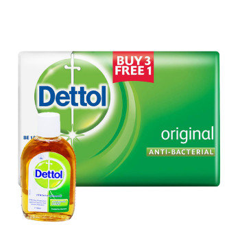 Dettol Body Soap Original 105g 3+1+Dettol Antiseptic Liquid 100ml