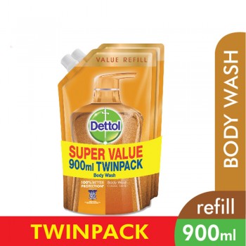 Dettol Gold Shower Gel Classic Clean Gel 900ml Refill Pouch Twin Pack