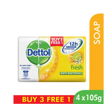 Dettol Body Soap Fresh 105g 3+1 (free)