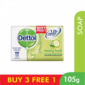 Dettol Body Soap Lasting Fresh 105g 3+1 (free)