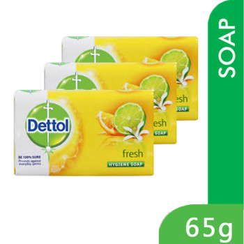 Dettol Fresh Anti-Bacterial Body Soap 3 x 65g
