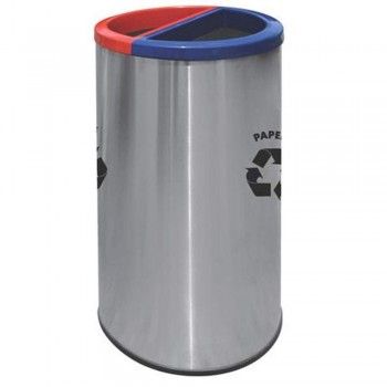 Round Recycle Bins c/w Stainless Steel Body & Powder Coating Cover-Recycle-136/SS (Item No: G01-292)