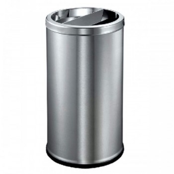 Stainless Steel Round Waste Bin C/W Half Ashtray & Half Open Top - RAB-087/SS (Item No: G01-37)