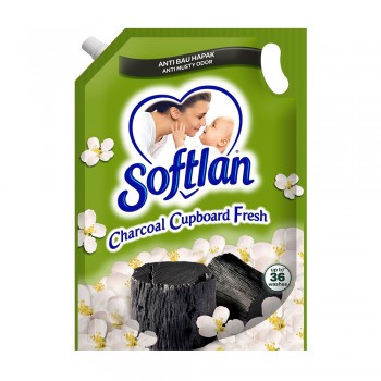 Softlan Anti Wrinkles Charcoal Cupboard Fresh (Green) Fabric Conditioner 1.6L Refill