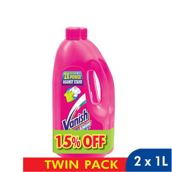 Vanish Fabric Stain Remover Liquid Pink 2 x 1L Value Pack