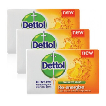 Dettol Body Soap Re-Energize 65g x 3 Pack