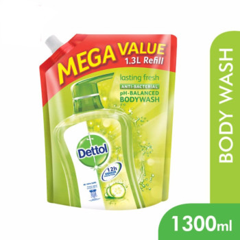 Dettol Body Soap Shower Gel Lesting Fresh Refill Pouch 1300ml