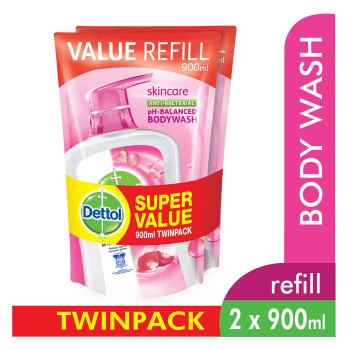 Dettol Shower Gel Skincare 900ml Refill Pouch Twin Pack