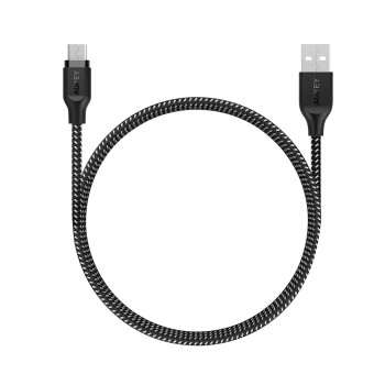 Aukey CB-AM1 USB 2.0 Nylon Micro USB Cable, 1.2 m, Black (6081191190126)
