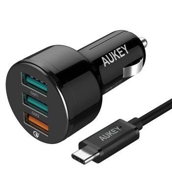 Aukey CC-T11 3-Port 42W Car Charger Quick Charge 3.0 Black (601629299761)