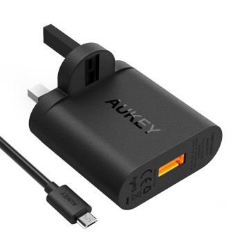 Aukey PA-T9 Quick Charge 3.0 1-Port Wall Charger UK Plug Black (601629297422)