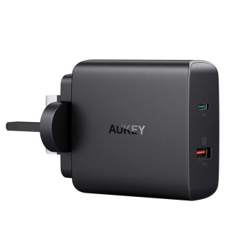 Aukey PA-Y11 48W 2-Port USB C with Power Delivery & Quick Charge 3.0 Wall Charger UK Plug Black (608119189601)
