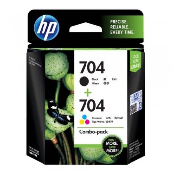 HP 704 Combo Pack Black/Tri-color Original Ink Advantage Cartridges (F6V33AA)