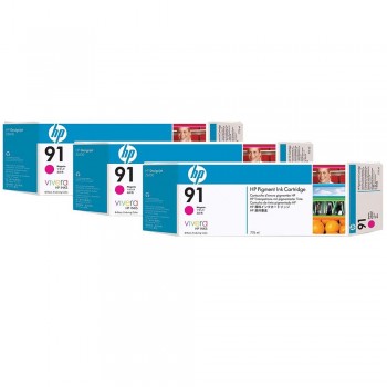 HP 91 DesignJet Pigment Ink Cartridges (3-pack) 775-ml - Magenta (C9484A )