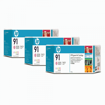 HP 91 DesignJet Pigment Ink Cartridges (3-pack) 775-ml - Light Magenta (C9487A)