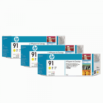 HP 91 DesignJet Pigment Ink Cartridges (3-pack) 775-ml - Yellow (C9485A)