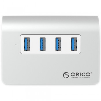 Orico M3H4 Aluminium USB3.0 4 Port Hub (Silver)