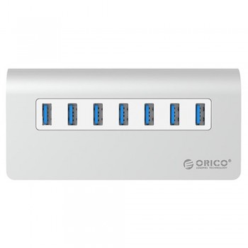 Orico M3H7 Aluminium USB3.0 7 Port Hub with 12V2.5A Power Adapter(Silver) (Item No: D15-79)