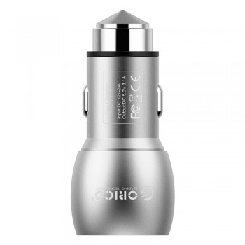 Orico 15.5W 2 Port USB Car Charger with Safety Hammer - Silver