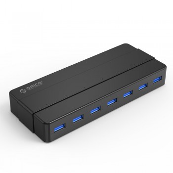 Orico H7928 7 Port USB 3.0 Desktop Hub with Power Adapter - Black