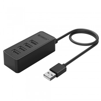 Orico W5P-U2 USB 2.0 4 Port Hub with Micro USB Power Input 30cm Cable Length - Black