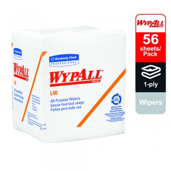 WypAllÂ® L40 Disposable Cleaning and Drying Towels 1/4 fold 05701 - White, 1 ply, 1 Packs x 56 Sheets (56 Sheets)