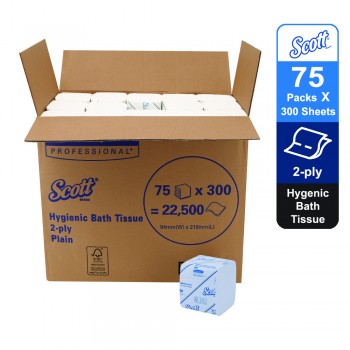ScottÂ® Controlâ„¢ Hygienic Bath Toilet Tissue 06402 - 75 packs x 300 sheets white, 2 ply (22500 sheets)