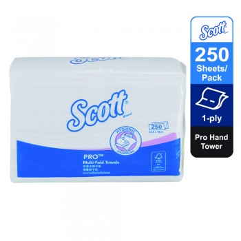 ScottÂ® Pro Hand Towel - Multifold, 26165 - white, 1 ply, 1 pack x 250sheets (250 sheets)