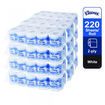 KleenexÂ® Standard Roll Toilet Tissue 50910 - 10 roll x 220 white, 2 ply (2200 sheets) [10 rolls x 12 bags]