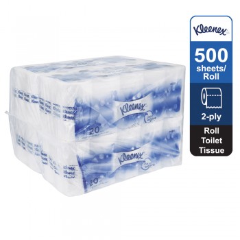 KleenexÂ® Standard Roll Toilet Tissue 05331 - 20 roll x 500 white, 2 ply (10000 sheets) [20 rolls x 4 bags]