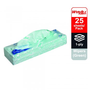 WypAllÂ® X80 Cleaning Cloths 7566 - 1pack x 25 interfolded cloths - 1ply (Green)
