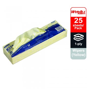 WypAllÂ® X80 Cleaning Cloths 7567 - 1pack x 25 interfolded cloths - 1ply (Yellow)