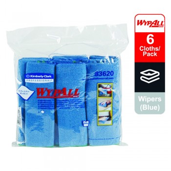 WypAllÂ® Microfibre Cloths 83620 - 1 carry pack x 6 cloths - Blue