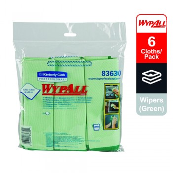 WypAllÂ® Microfibre Cloths 83630 - 1 carry pack x 6 cloths - Green