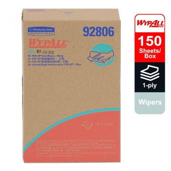 WypAllÂ® X60 Cleaning Cloths 92806 - 1 POP-UP box x 150 white, 1 ply cloths