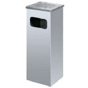 Stainless Steel Dustbin - Square Litter Bin with Ashtray Top - SQB-007SS