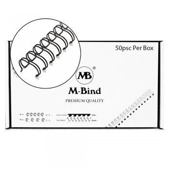 M-Bind Double Wire Bind 2:1 A4 - 7/8"(22mm) X 23 Loops, 50pcs/box, Black