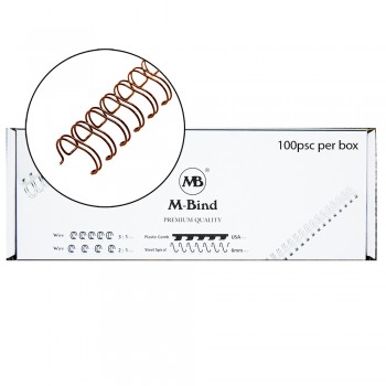 M-Bind Double Wire Bind 3:1 A4 - 1/2"(12.7mm) X 34 Loops, 100pcs/box, Bronze